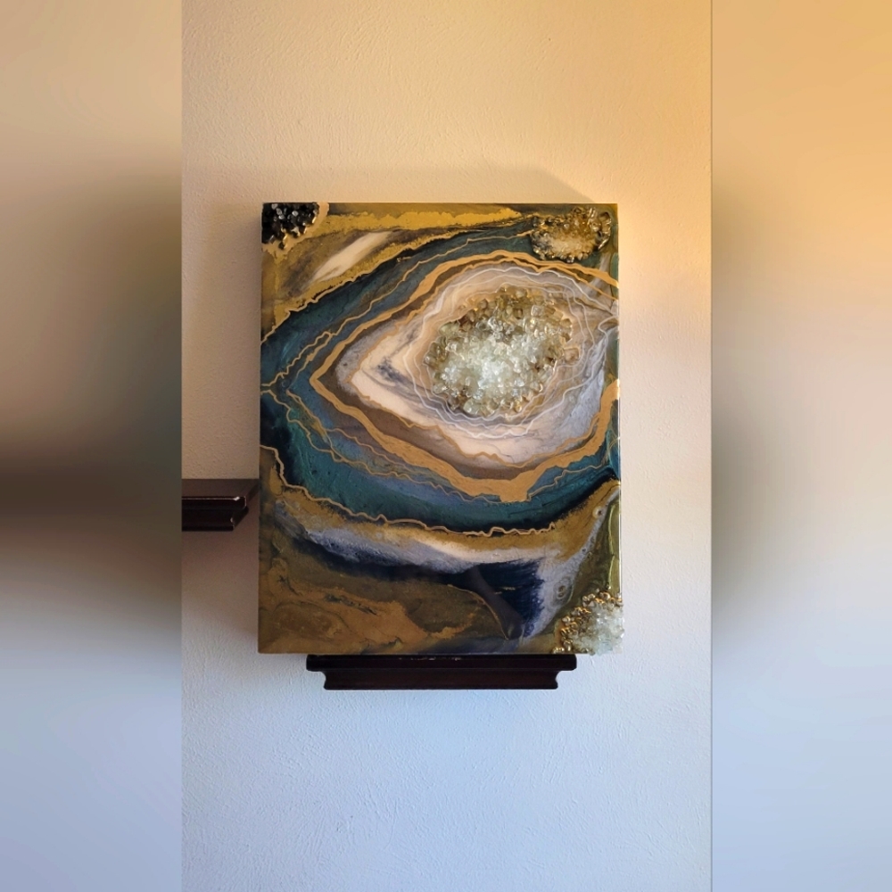 Original geode inspired wall art,  signed and  ready to hang!